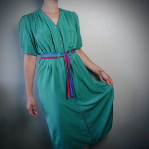 VINTAGE Jordan Marsh Green Dress  | Size L